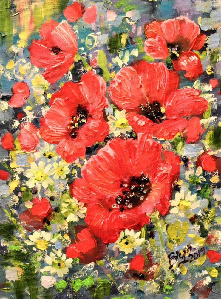 Vibrant Red Poppies by Anda Bieza — canvas wall art