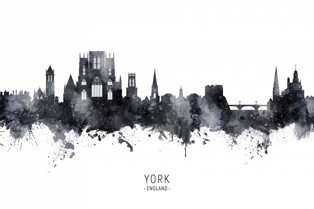 Watercolor York Skyline by Michael Tompsett — canvas wall art