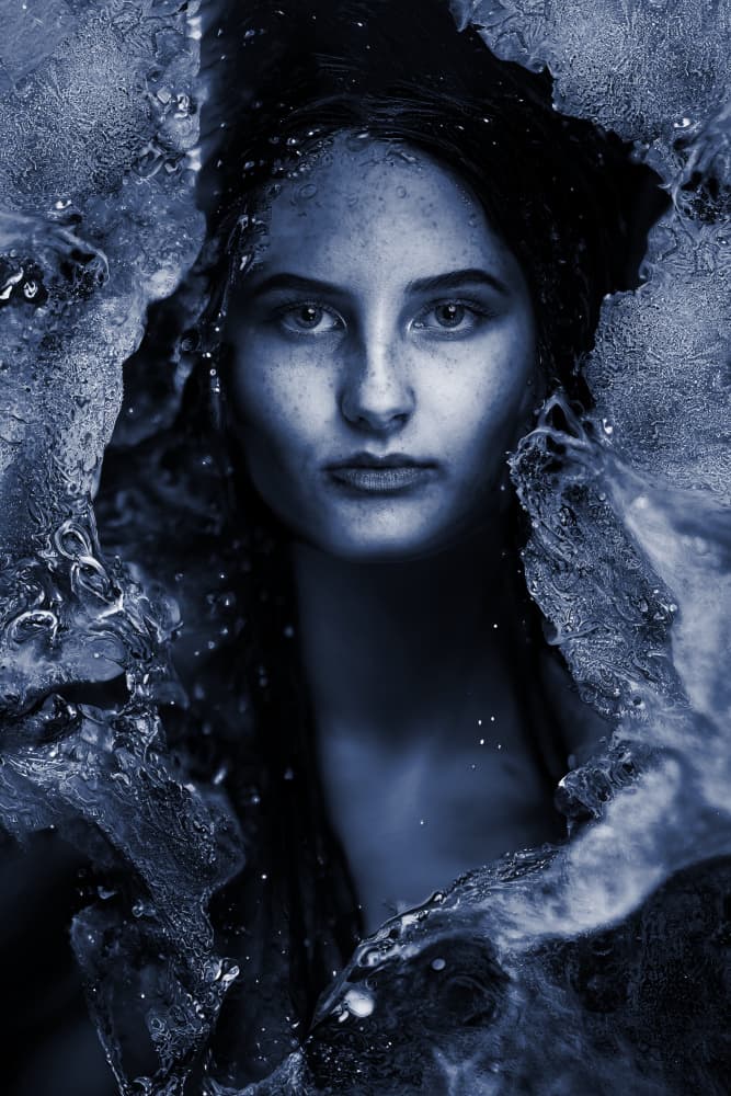 Frozen Blue Portrait by Marcel Egger — canvas wall art
