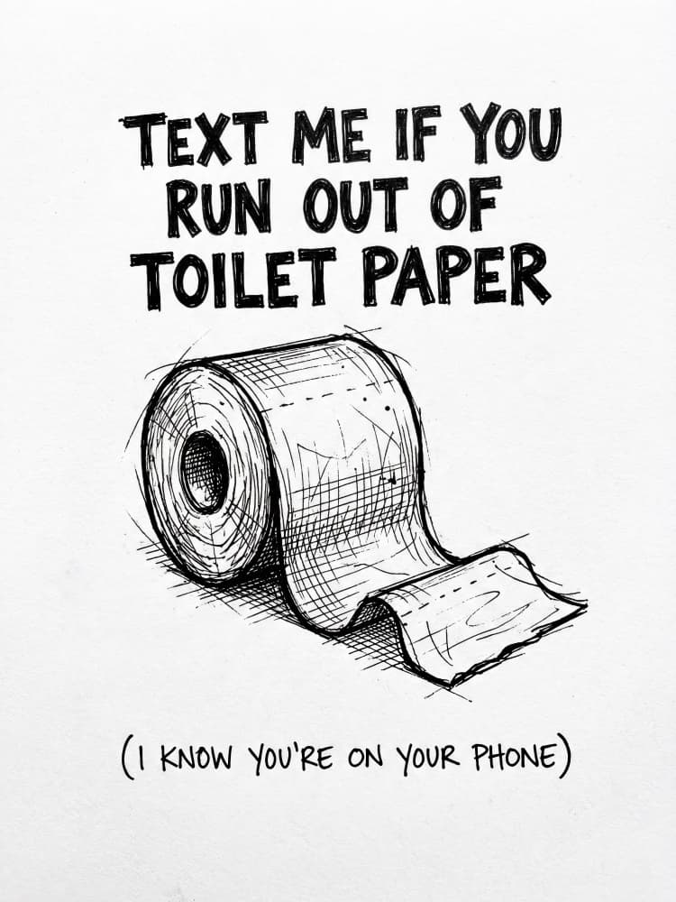 Text Me Toilet Paper by Andreas Magnusson — canvas wall art