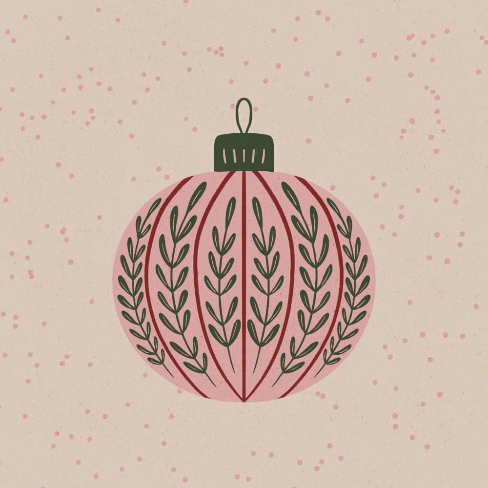 Pink Botanical Christmas Ornament by Angela Minca — canvas wall art