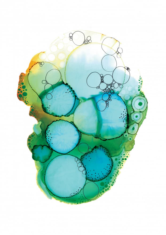 Organic Aqua Bubbles by Amy Louise Baker — canvas wall art