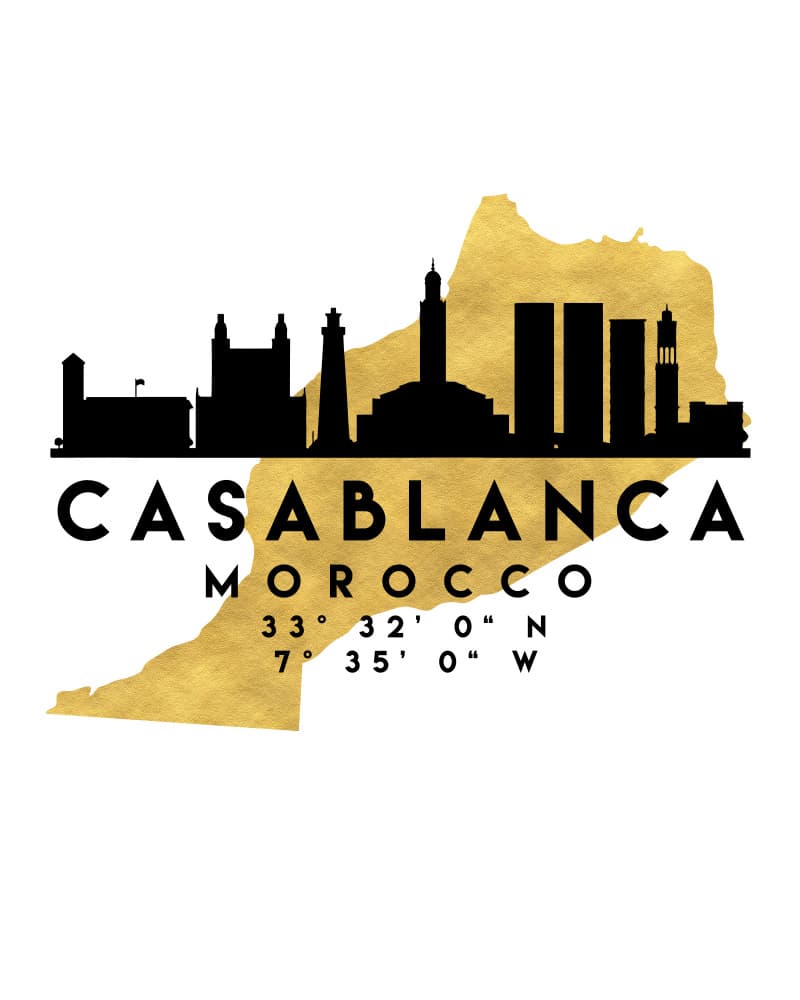 Casablanca Morocco Gold Map by Emiliano Deificus — canvas wall art