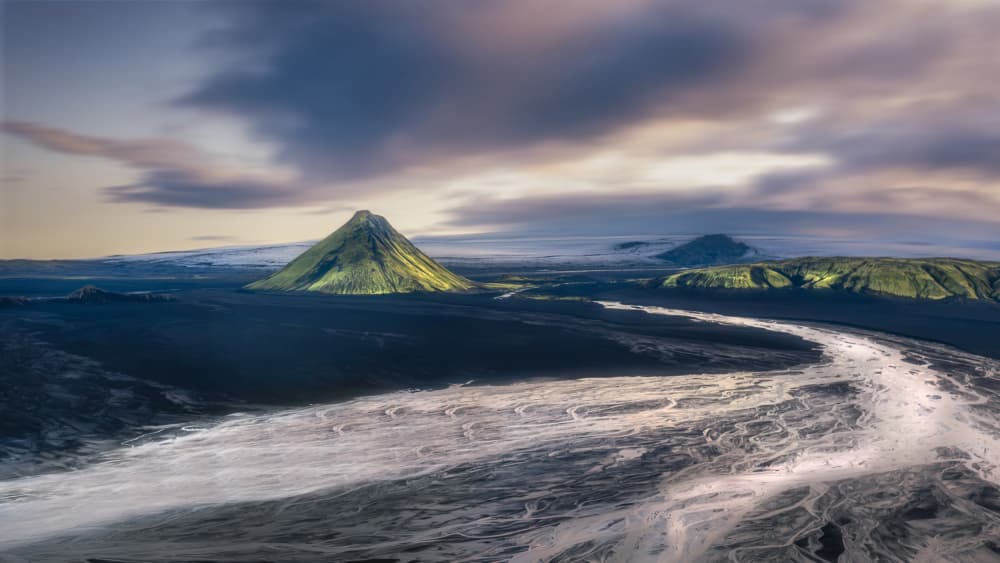 Dramatic Volcanic River by Dennis Zhang — canvas wall art