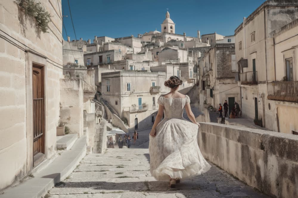 Elegant Matera Walk by Giuseppe Satriani — canvas wall art
