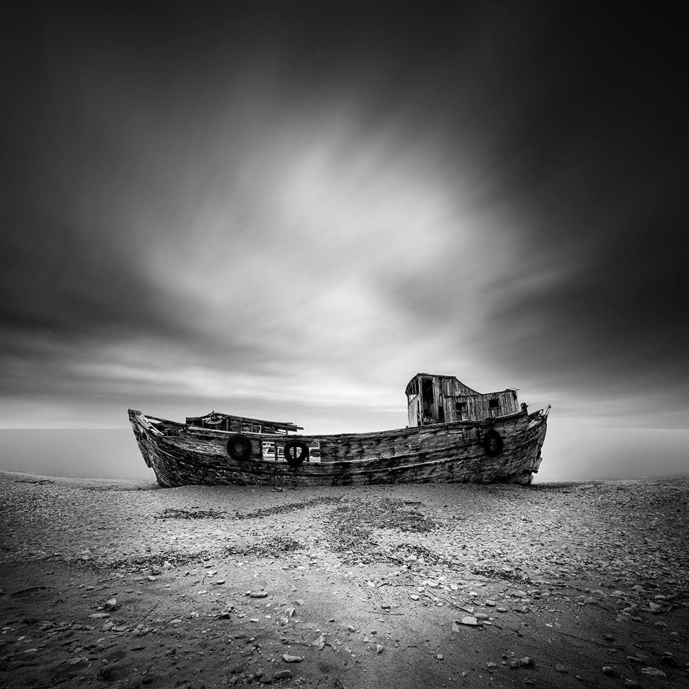 Moody Abandoned Boat by George Digalakis — canvas wall art