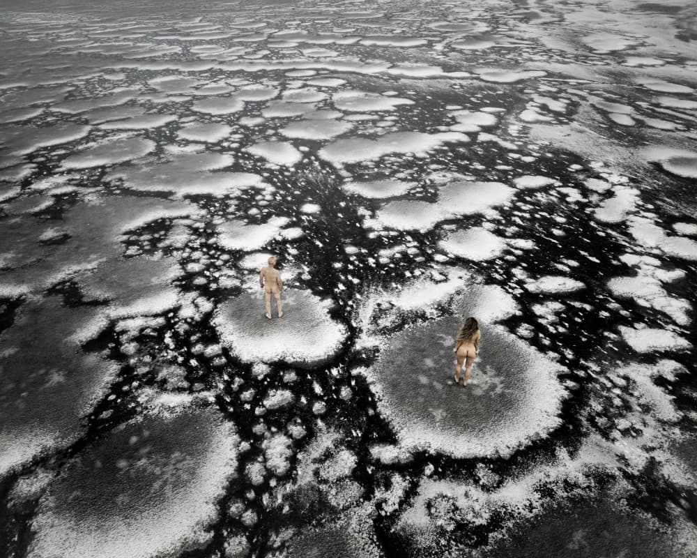 Aerial Winter Nudes by Leszek Paradowski — canvas wall art