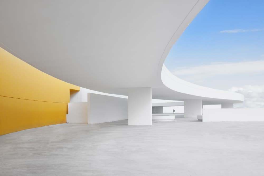 Yellow Curved Modern Architecture by Jose Beut — canvas wall art