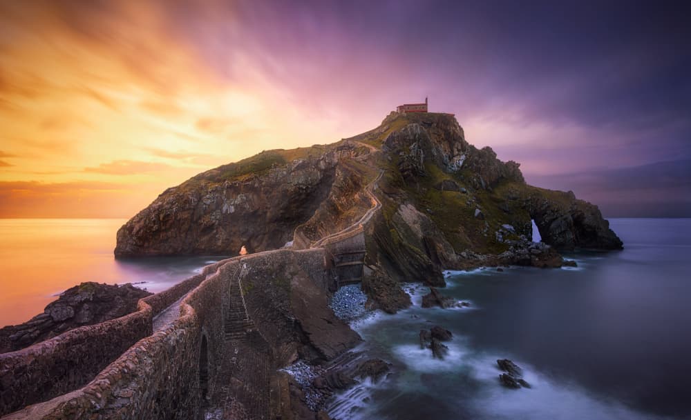 Island Chapel Sunset by joanaduenas — canvas wall art