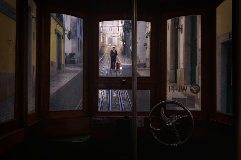 Vintage Tram Street Scene by Gustavo Ribes — canvas wall art