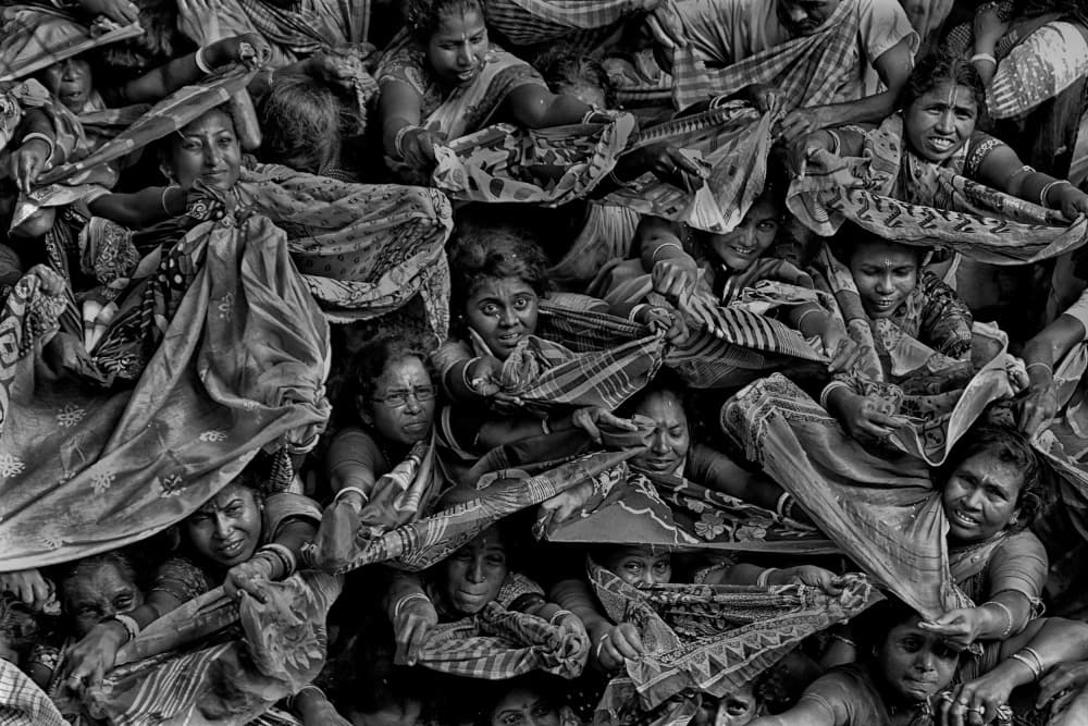 Reaching Hands Hopeful Faces by Shaibal Nandi — canvas wall art