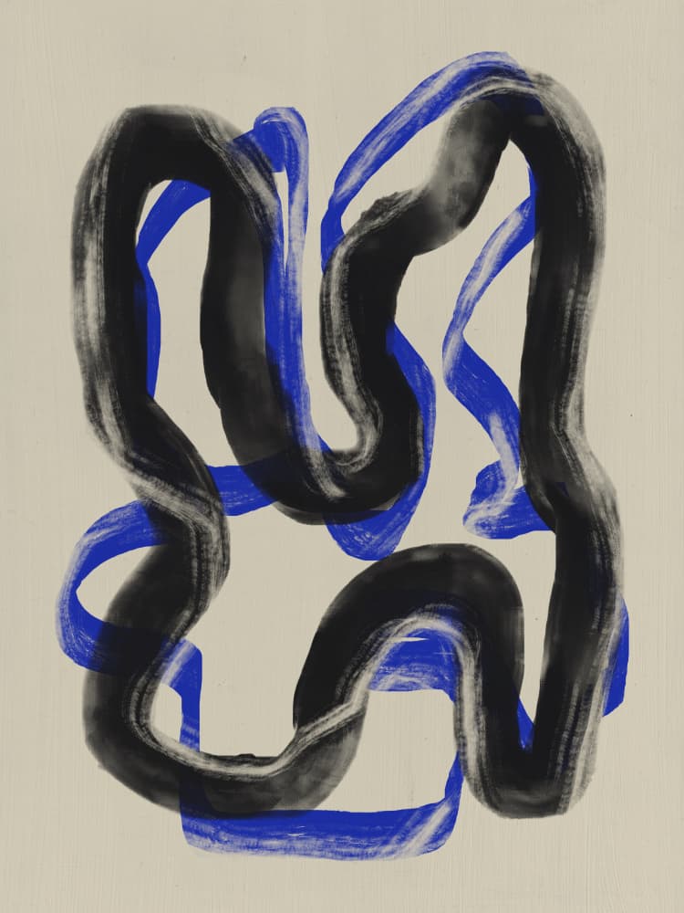 Fluid Blue Black by Little Dean — canvas wall art