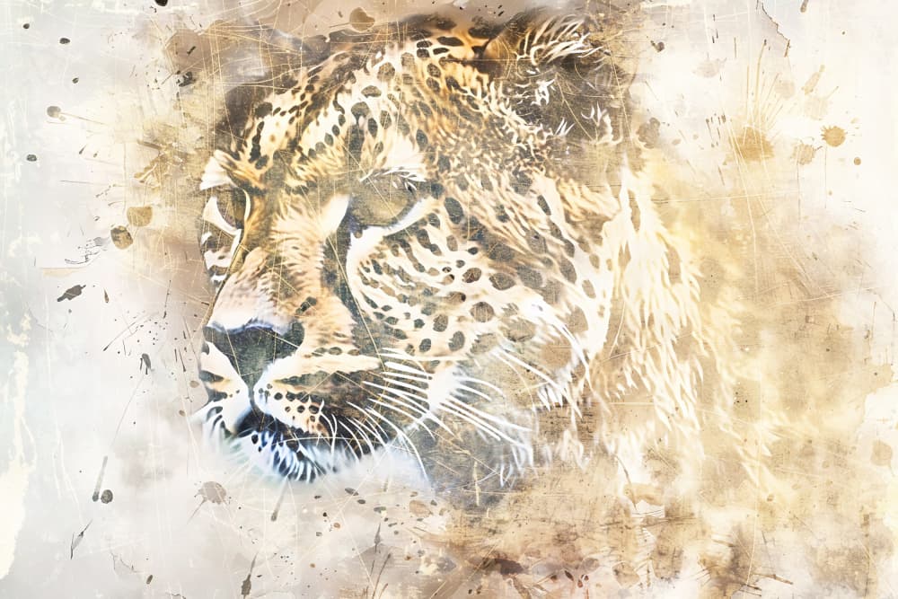 Leopard Animal Vintage Art Illustration Wallart 02 by Rafal Kulik — canvas wall art