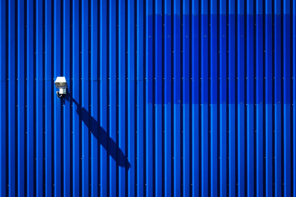 Modern Blue Security Camera by Peter Pfeiffer — canvas wall art