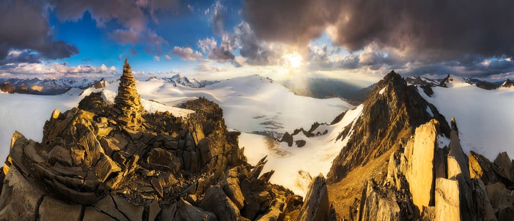 Alpine Cairn Golden Hour by Dr. Nicholas Roemmelt — canvas wall art