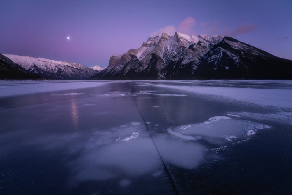 Moonlit Purple Mountain Lake by Yongnan Li (李永男) — canvas wall art