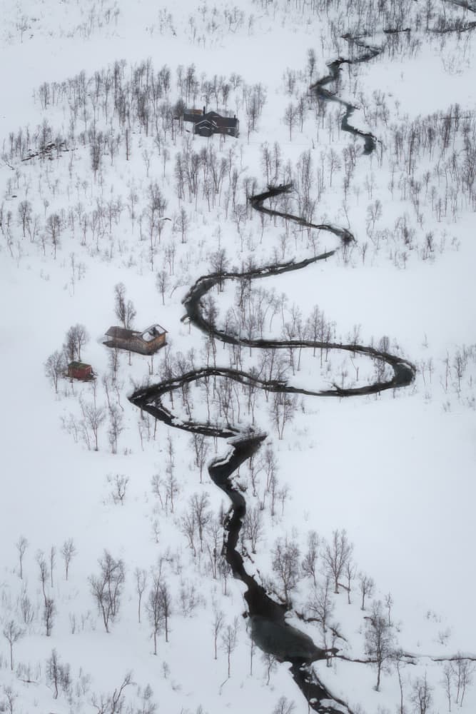 Winding Winter River by Junbo Liang — canvas wall art