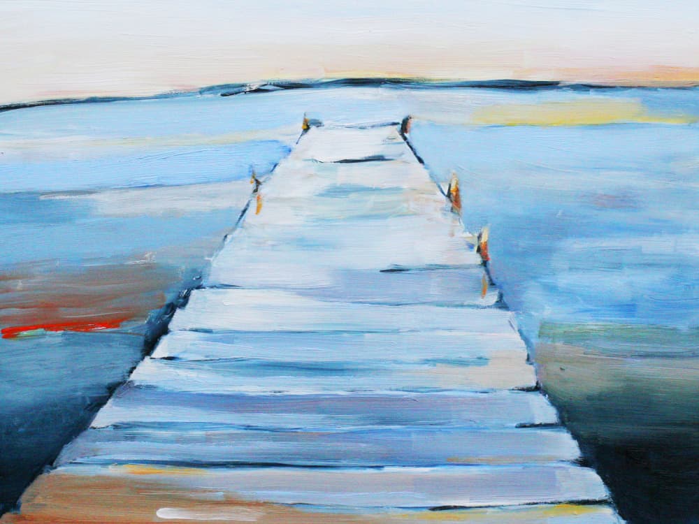 Tranquil Water Pier by Claire Whitehead — canvas wall art
