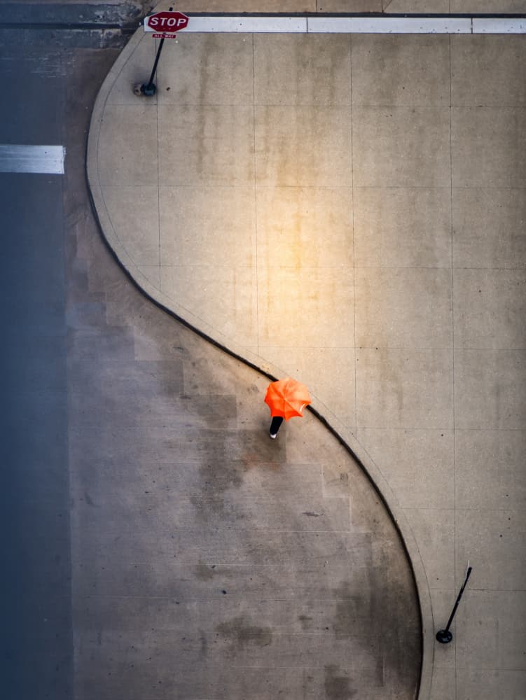 Orange Umbrella Curve by Marek Lapa — canvas wall art
