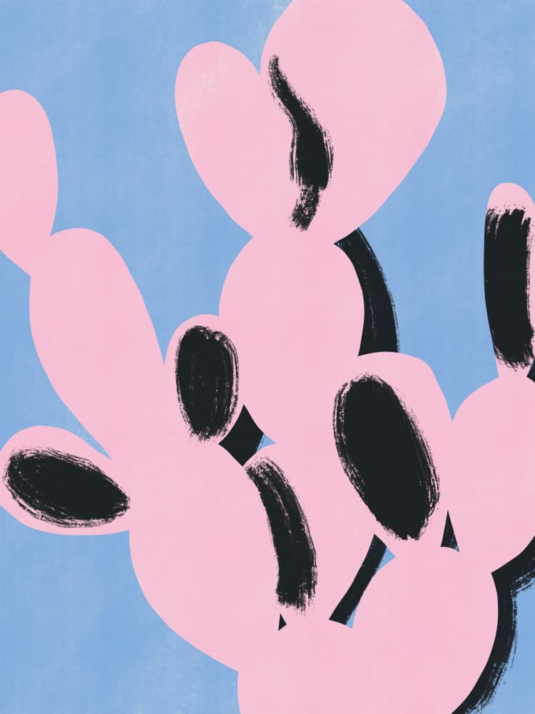 Abstract Pink Cactus by Little Dean — canvas wall art