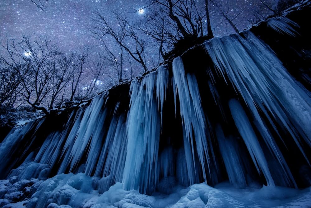 Icy Falls Under Stars by Takanobu　Kano — canvas wall art