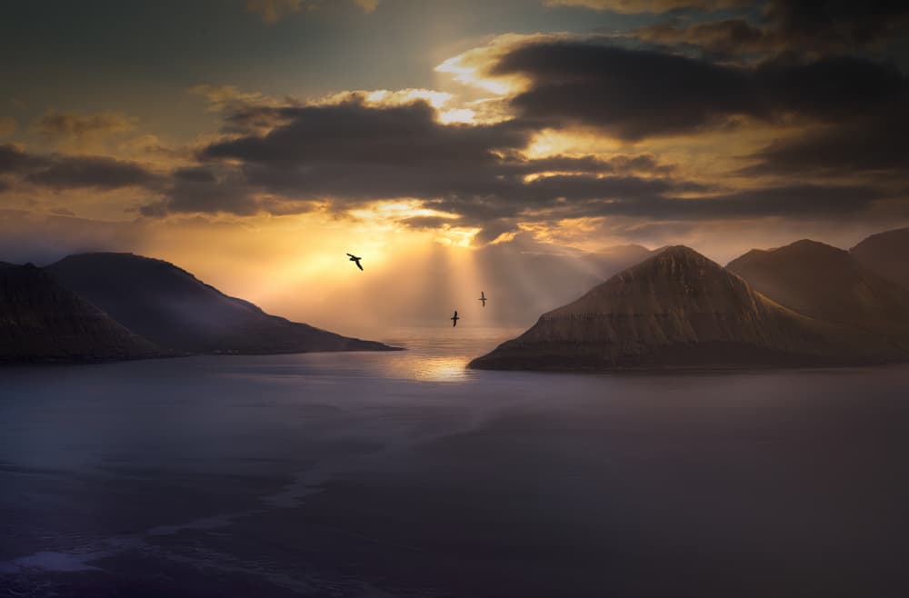 Dramatic Mountain Sunset by Larry Deng APA — canvas wall art