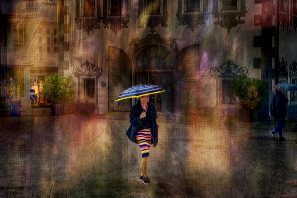 Rainy City Stroll by Anette Ohlendorf — canvas wall art