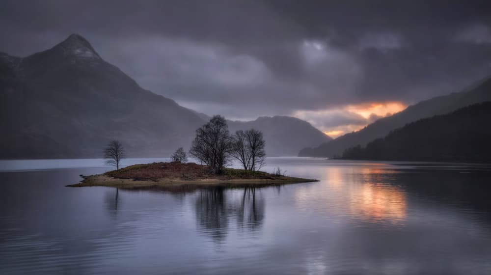 Island Lake Twilight by Anne Berger — canvas wall art