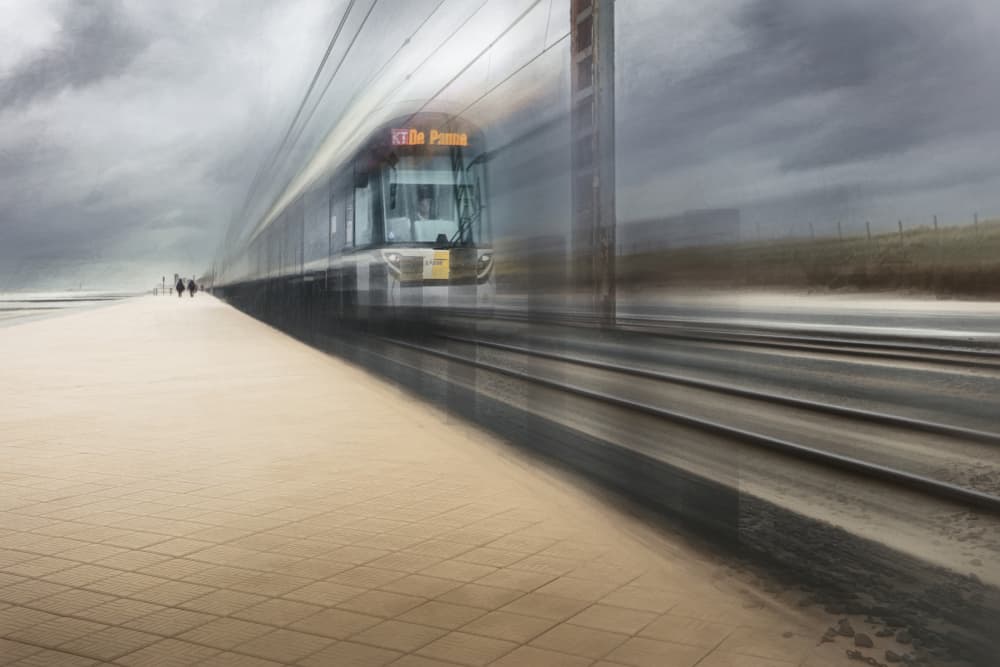 Speeding Coastal Tram by Bruno Flour — canvas wall art