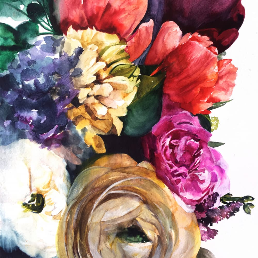 Lush Watercolor Blooms by Christine Lindstrom — canvas wall art