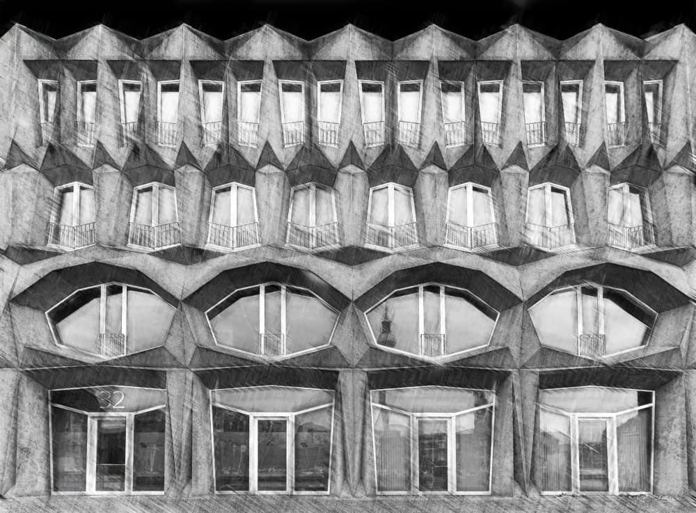 Geometric Brutalist Facade by Stephan Rückert — canvas wall art