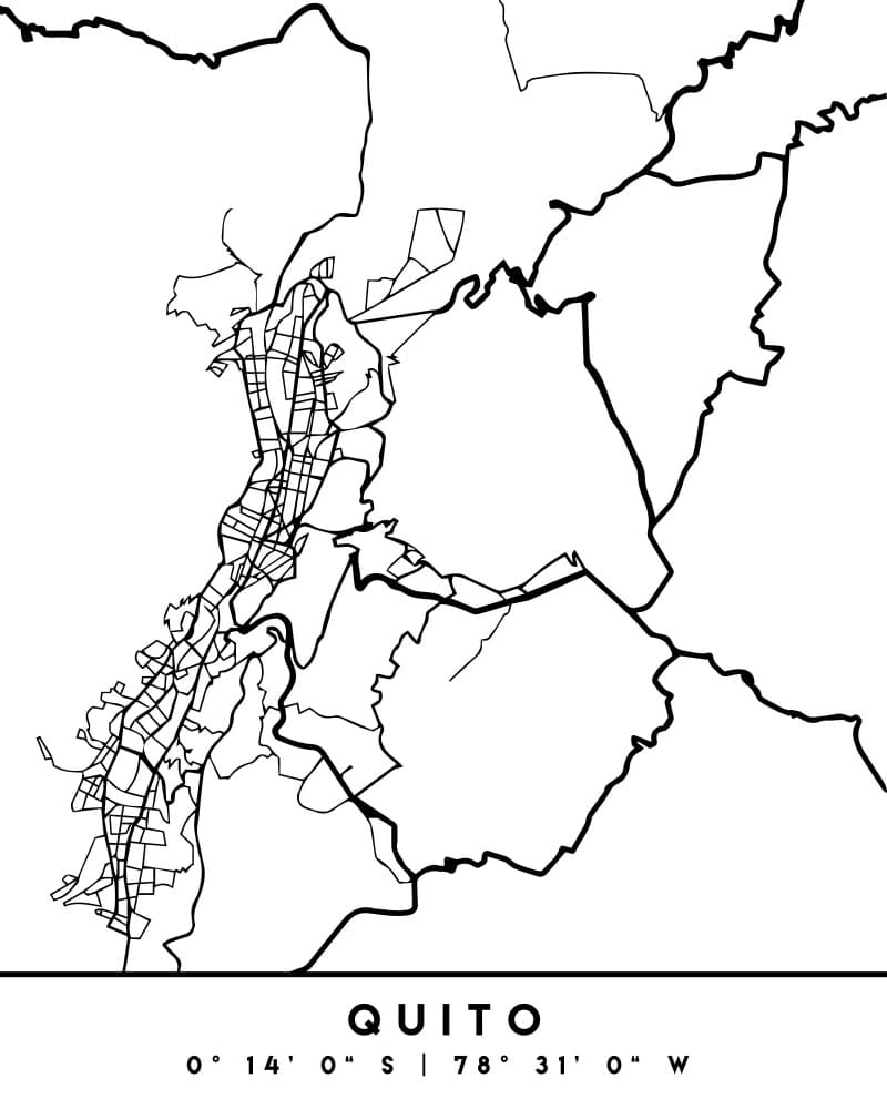 Quito City Streets Map by Emiliano Deificus — canvas wall art
