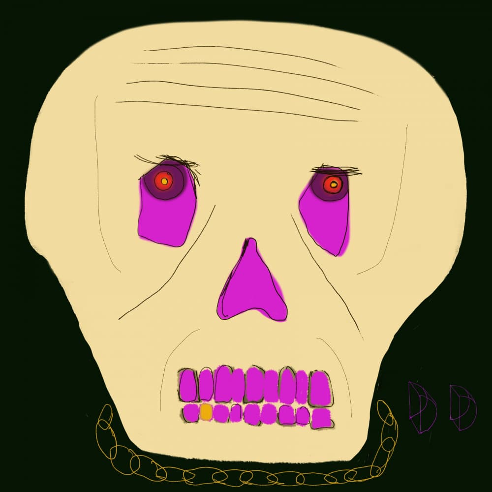 Eerie Magenta Skull by dirk kruithof — canvas wall art