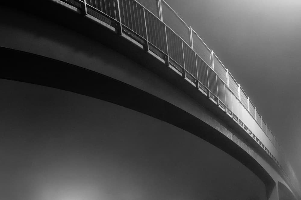 Curved Bridge in Fog by Bego Amare — canvas wall art