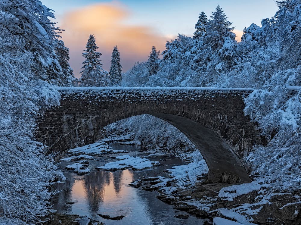 Winter Bridge Sunrise by Rob Darby — canvas wall art