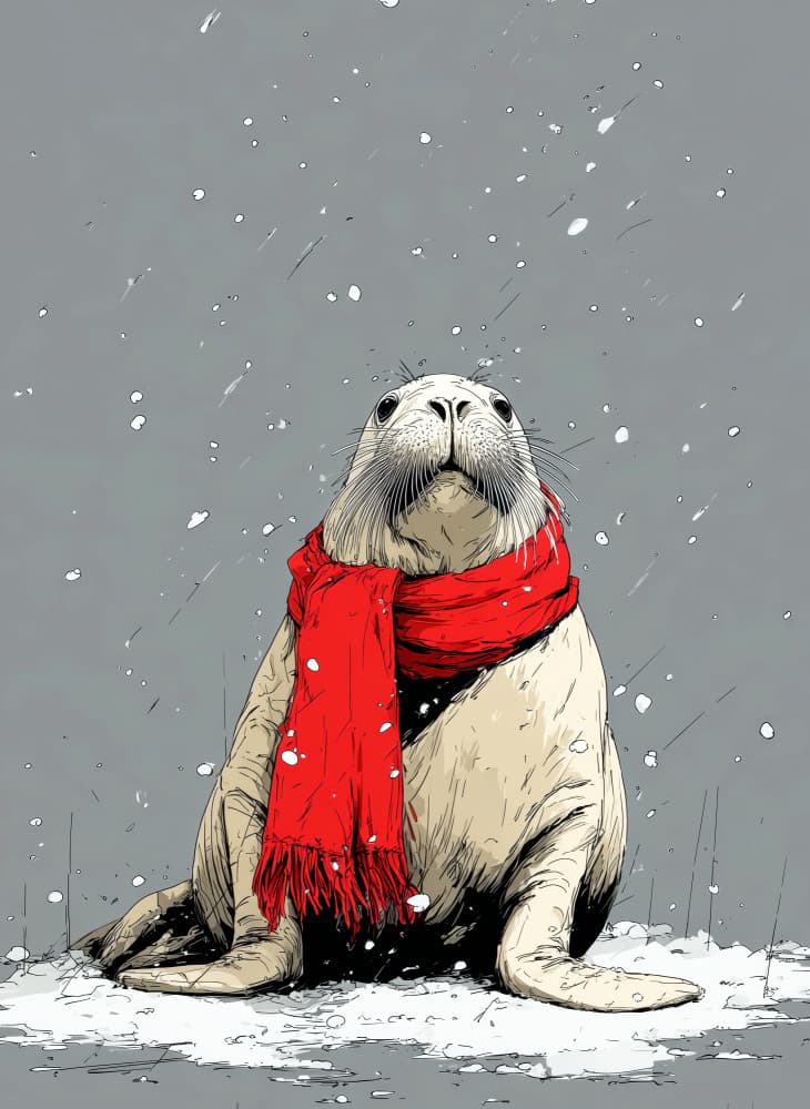 Winter Animal Walrus 4 by Justyna Jaszke — canvas wall art