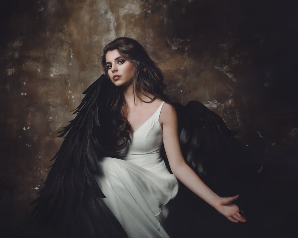 Mysterious Dark Angel by Michaela Firešová — canvas wall art