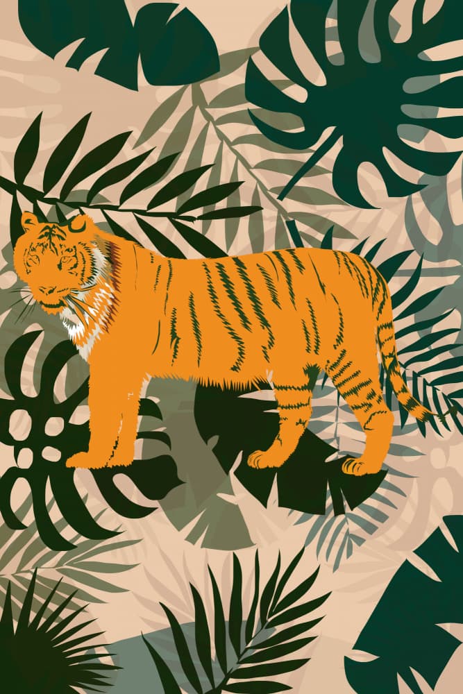 Vibrant Jungle Tiger by casa cartissi — canvas wall art