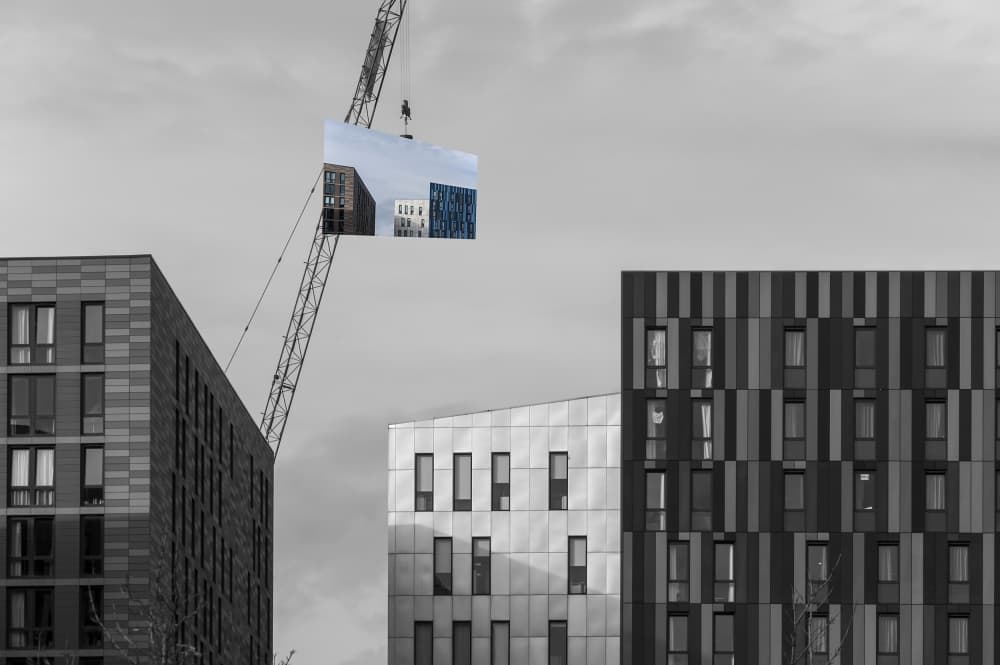 Reflected Urban Construction by Dave Quince — canvas wall art