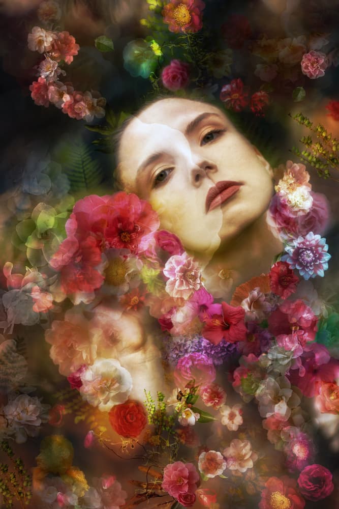 Dreamy Floral Portrait by Ludmila Shumilova — canvas wall art