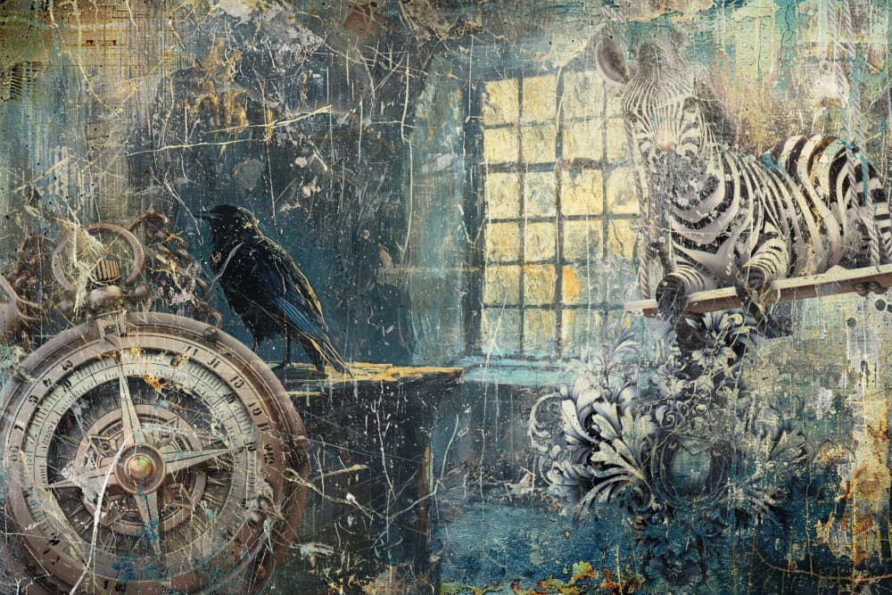 Vintage Compass Animals by Rafal Kulik — canvas wall art
