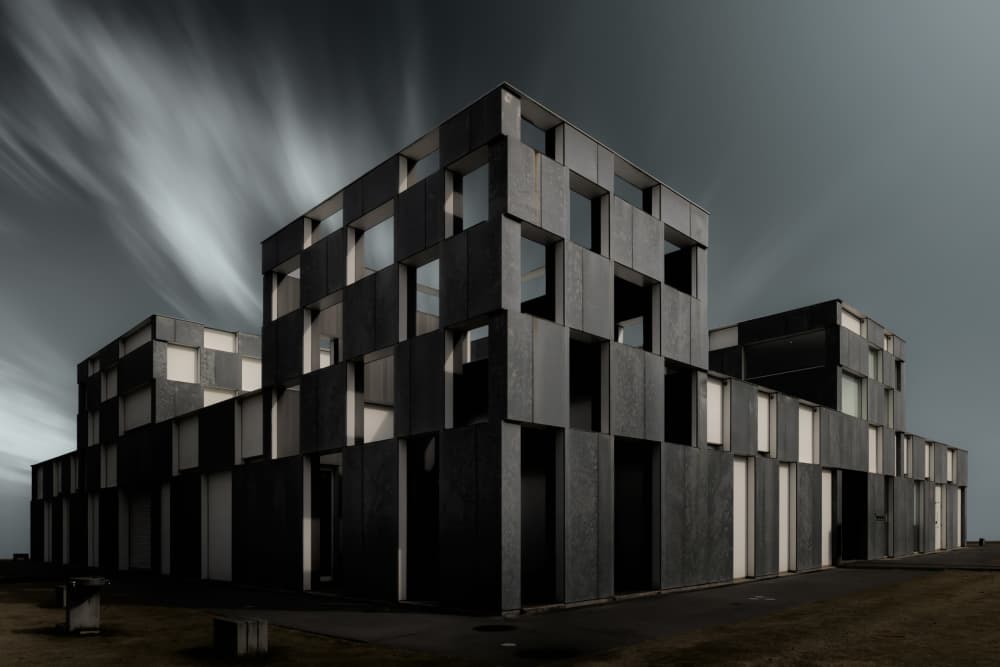 Dramatic Geometric Structure by Amatou T — canvas wall art