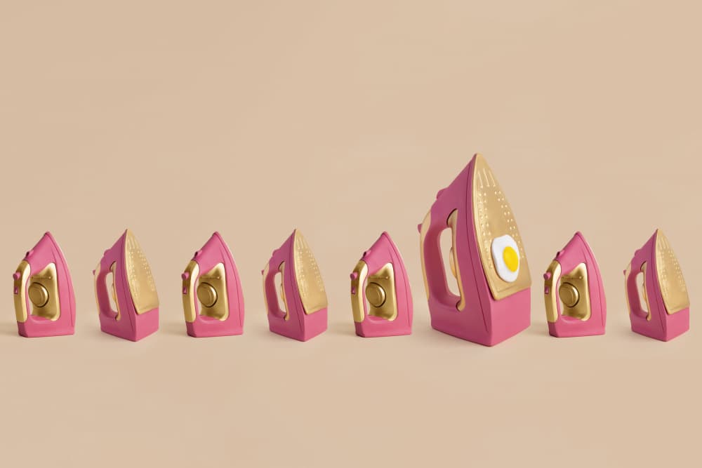 Playful Pink Iron Egg by Julia Ramiro — canvas wall art