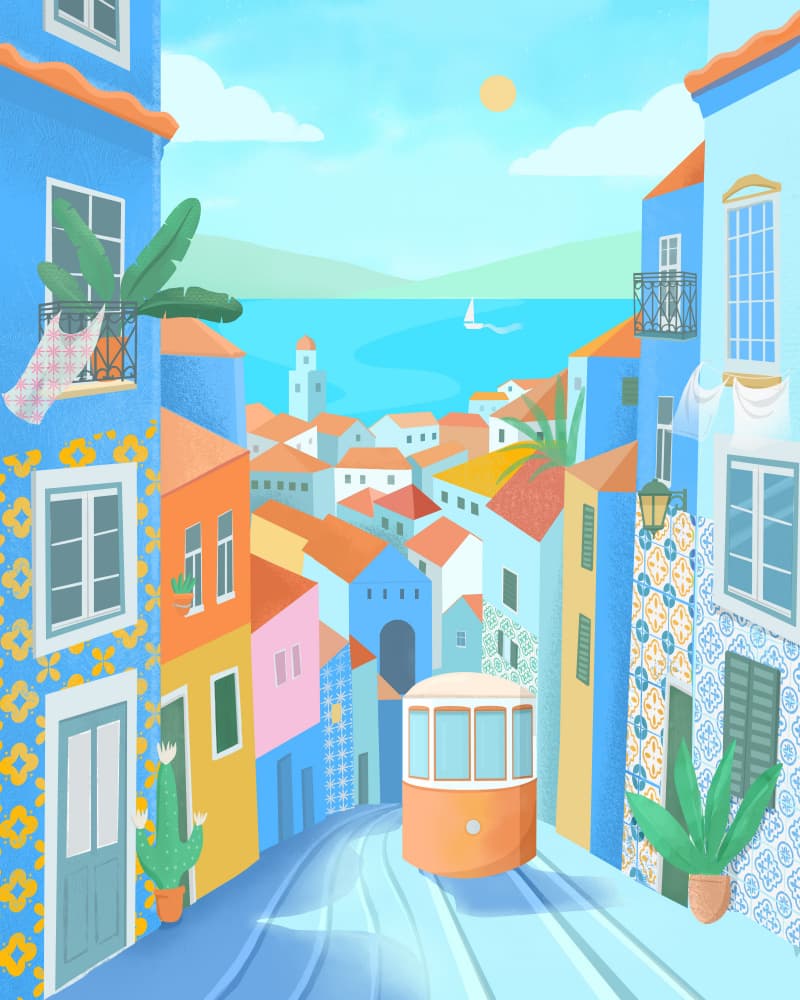 Lisbon City Tram by Petra Lizde — canvas wall art