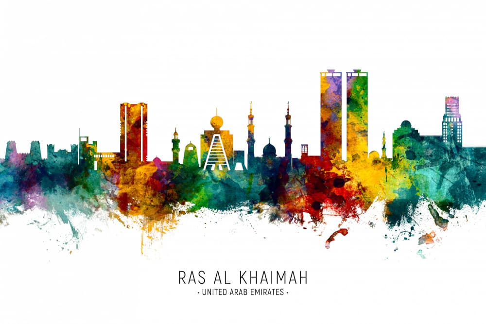 Vibrant Ras Al Khaimah Skyline by Michael Tompsett — canvas wall art