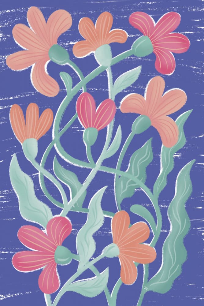 Vibrant Blue Floral by Martina — canvas wall art