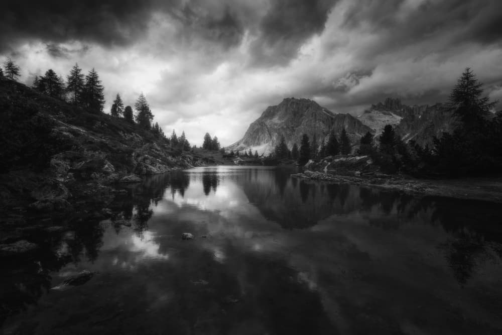 Moody Mountain Lake by Thomas de Franzoni — canvas wall art