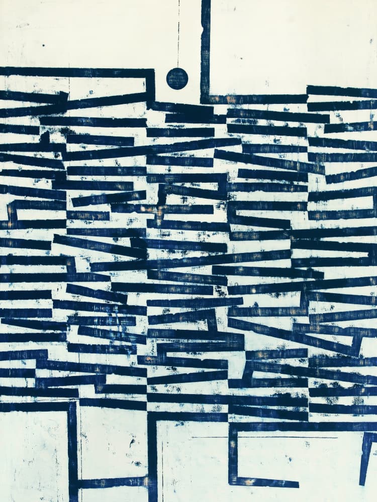 Geometric Blue Labyrinth by Petr Strnad — canvas wall art