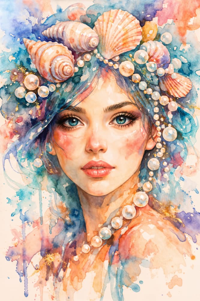 Ethereal Seashell Woman by Natalie Bruns — canvas wall art