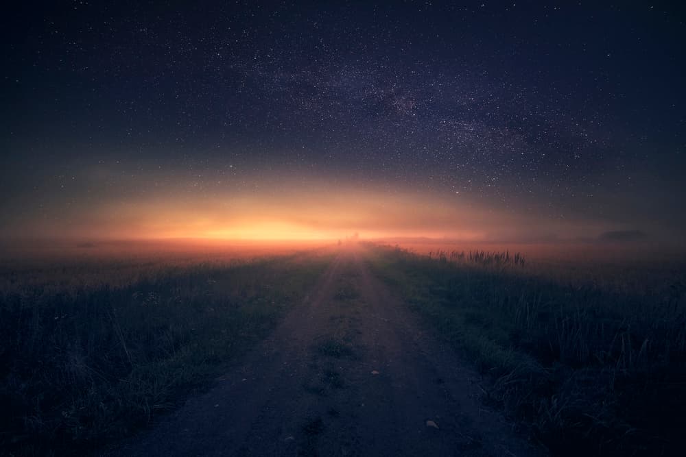 Starry Road Glow by Mika Suutari — canvas wall art